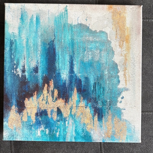 Abstract Blue and Gold Canvas Art - Picture 3 of 4